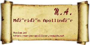 Márián Apollinár névjegykártya